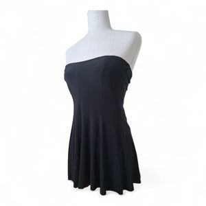 Norma Kamali Strapless Black One Piece Skirted Swimsuit M